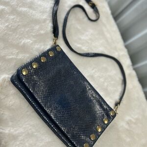 Hammitt Blue Snakeskin Crossbody with Gold Accents